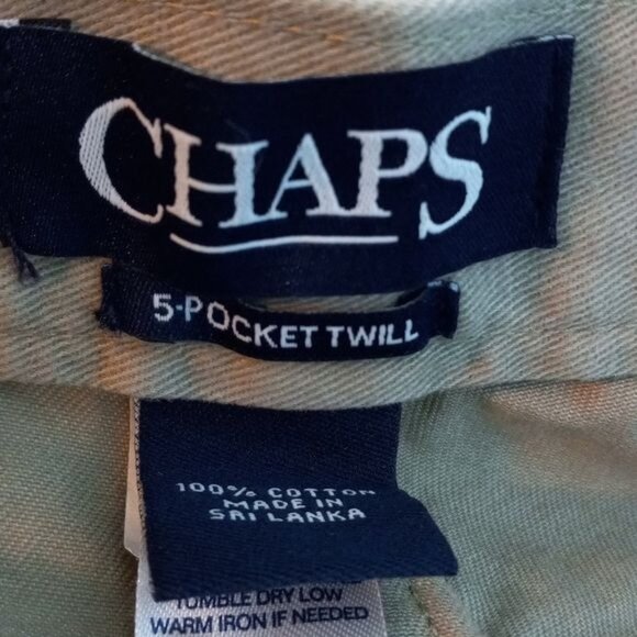 Chaps 36x34 Twill Pants Mens Hudson Tan 5 Pocket 100% Cotton Sri Lanka - Picture 12 of 15